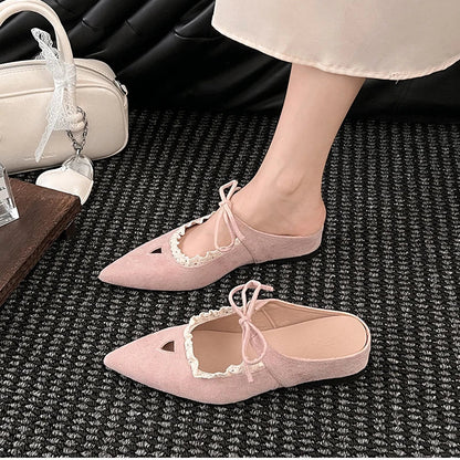 Designer Summer Pointed Toe Mules Slippers Dress Street Style Slip on Shoes