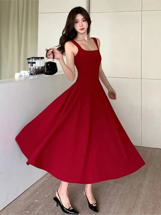 Y2k Summer Midi Dress Sleeveless Aline Birthday Evening Party Dress Princess Slip Vestidos