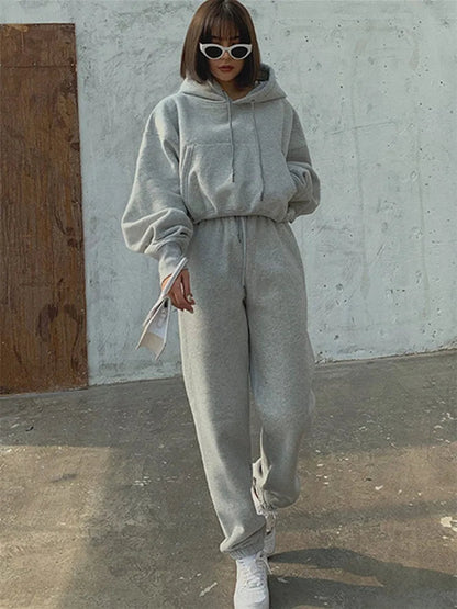 New Hoodies Suit Winter Spring Tracksuit Two Pieces Set Sports Pullover Sweatpants Sweatshirt Mujer