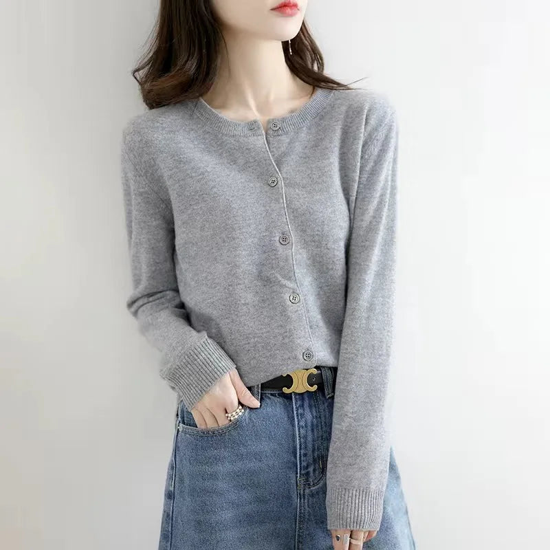 Cardigans Sweater O-neck Spring Autumn Knitted Cashmere Cardigans Single Breasted Sweaters Df4934