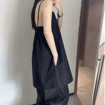 Y2k Dresses Slash Neck Spring Summer Korean Vestidos Mujer Sleeveless Aline Mini Dress