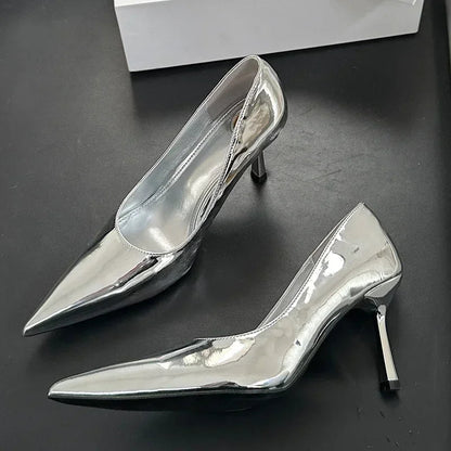 Patent Leather Pumps Pointed Toe Thin High Heels Party Shoes for Heeled Sandals Tacones De Mujer