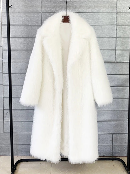 Winter Fur Feather Loose Overcoat ’s Pocket Commute Jacket Patchwork Coat