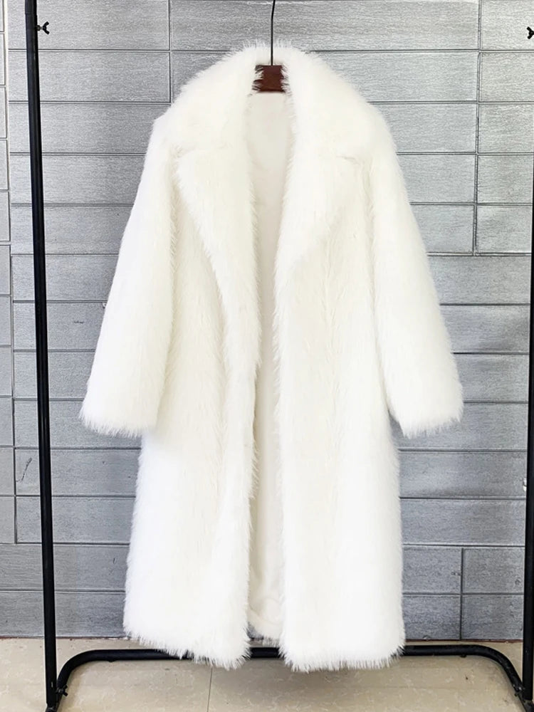 Winter Fur Feather Loose Overcoat ’s Pocket Commute Jacket Patchwork Coat