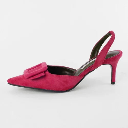 Sandals Summer Pointed Toe High Heels Stiletto Square Buckle Large Size Single Shoes