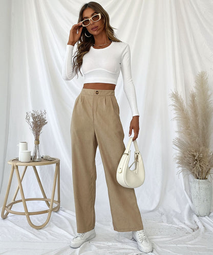 Pleat Front Corduroy Pants