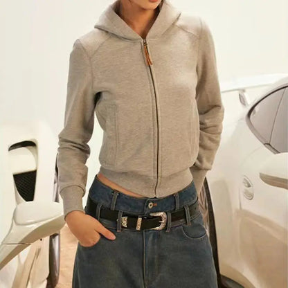 Cotton American Retro Hooded Short Sweater Coat Autumn New Sweatshirt Cardigan