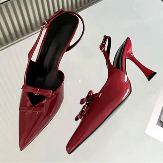 Brand Designer High Heels Bow Pointed Toe Thin High Heeled Sandals Pumps Summer Slingback Dress Shoes