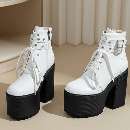 Platform Ankle Boots Winter Brand Design Great Quality Gothic Style Comfy Cool Street Shoes Boots Big Size 43
