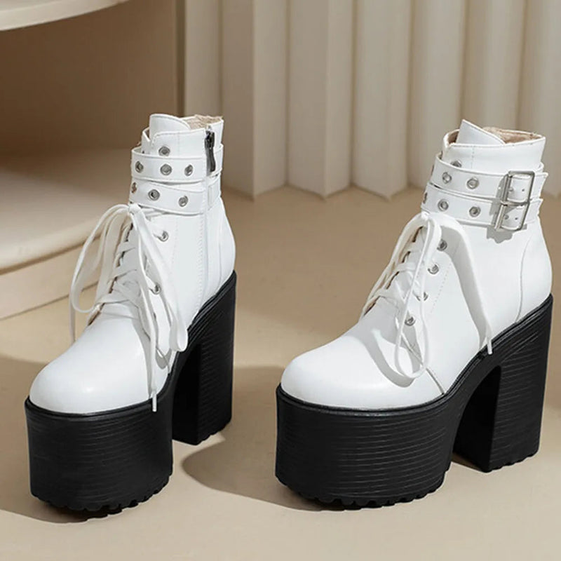 Platform Ankle Boots Winter Brand Design Great Quality Gothic Style Comfy Cool Street Shoes Boots Big Size 43