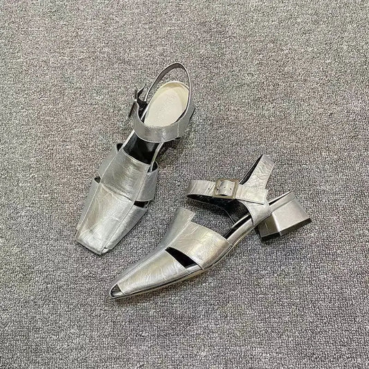 Highend Shoes Highheeled Characteristic Single Shoes Thickheeled Pu Mediumheeled Shoes