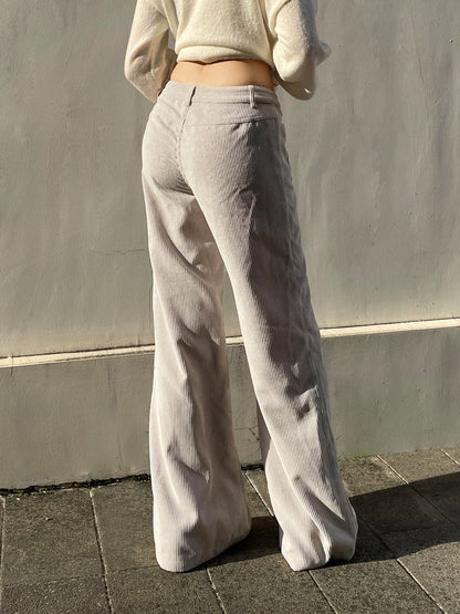 Causal All-match Basic Corduroy Pants Gentle Loose Wide Leg Pants Simple High Autumn New