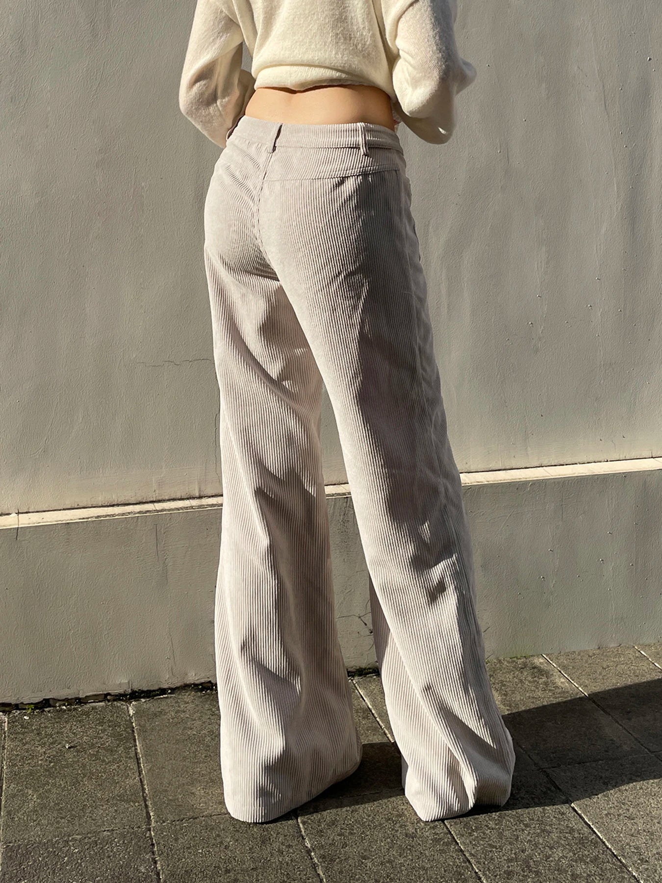 Causal All-match Basic Corduroy Pants Gentle Loose Wide Leg Pants Simple High Autumn New