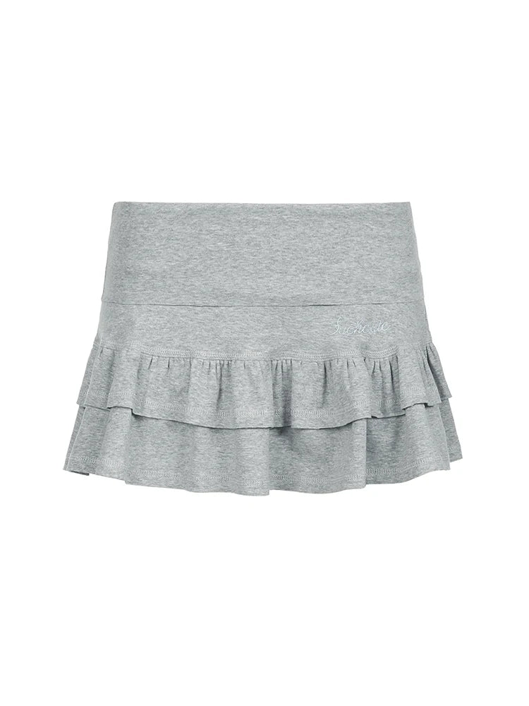 Gray Basic Lining Shorts Skirts Pink Sweet Y2k