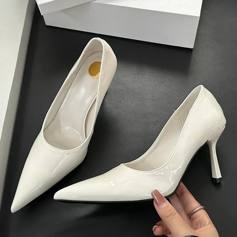 Patent Leather Pumps Pointed Toe Thin High Heels Party Shoes for Heeled Sandals Tacones De Mujer