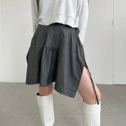 Summer Korean Retro High Street Low Waist Irregular Aline Skirt Skirt