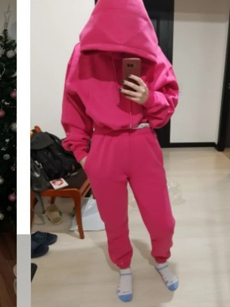 New Hoodies Suit Winter Spring Tracksuit Two Pieces Set Sports Pullover Sweatpants Sweatshirt Mujer
