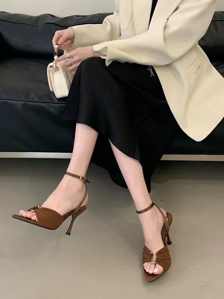 Street Style Thin High Heels Woman Pumps Pointed Toe Slingbacks Stripper Party Dress Shoes