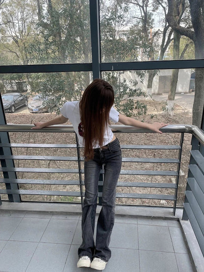 Woman Jeans Tight Bodycon Denim Low Waist Pants Straight Leg Gradient Color Tiedyed New Design Classical Allmat