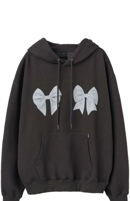 Kawaii Bow Print Hoodies Y2k Long Sleeve Sweatshirt Oversized Sweet Girl Causal Loose Autumn Winter Clothes Ins