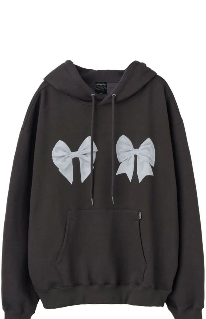 Kawaii Bow Print Hoodies Y2k Long Sleeve Sweatshirt Oversized Sweet Girl Causal Loose Autumn Winter Clothes Ins