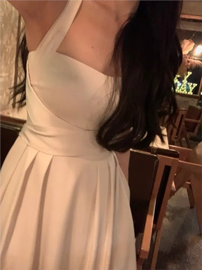 Sleeveless Midi Dresses for Slim Aline Wedding Evening Party Dress Prom Robe Vestidos Mujer