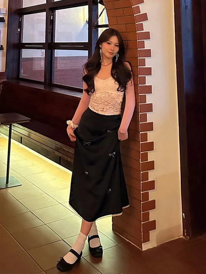 Black Long Skirt Y2k Harajuku 2000s Skirts Korean 90s Oversize High Waist Skirts