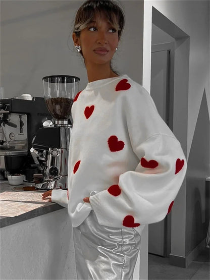 Kawaii Loose Sweater Pullover for Long Sleeve High Street Printed Camisola Female Patchwork Sweater