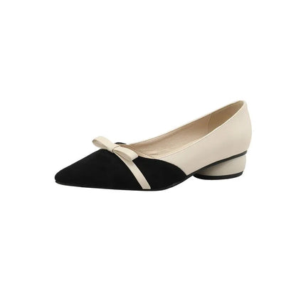 3347 Bow Flat Shoes Pointed Color Matching Large Size Shoes Flat Shoes