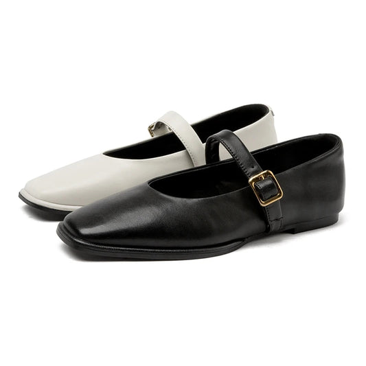 Shoes Spring New Genuine Leather Ballet Shoes Buckle Mary Jane Shoes