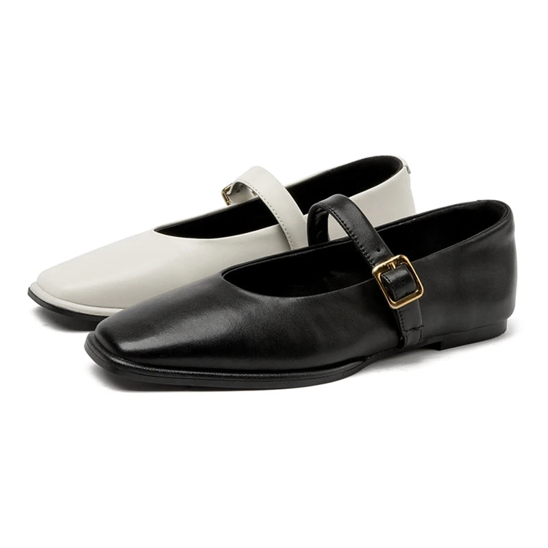 Shoes Spring New Genuine Leather Ballet Shoes Buckle Mary Jane Shoes