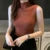 Sleeveless Knit Blouse Summer Color Vest Tops Half High Neck Shirt