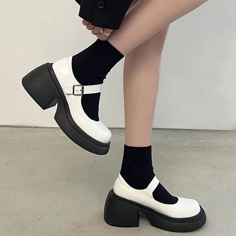 Platform Mary Jane Shoes New Shoes Thick Heels Street Lolita Shoes Round Toe Ankle Strap Pumps