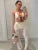 Summer 3 Piece-set Trousers Swimwear V-neck See-through Backless Top and Printed ’s Pants Outfits