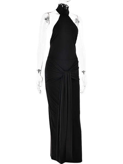Sleeveless Backless Lace Up Evening Dress ’s Slim Fit Maxi Dress Female Elegance Party Vesidos