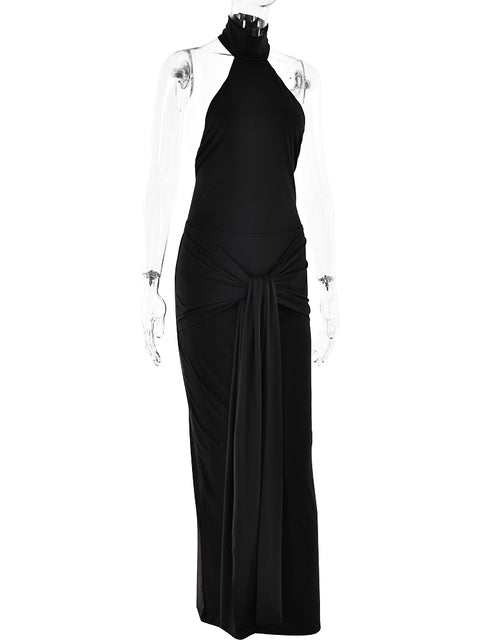 Sleeveless Backless Lace Up Evening Dress ’s Slim Fit Maxi Dress Female Elegance Party Vesidos