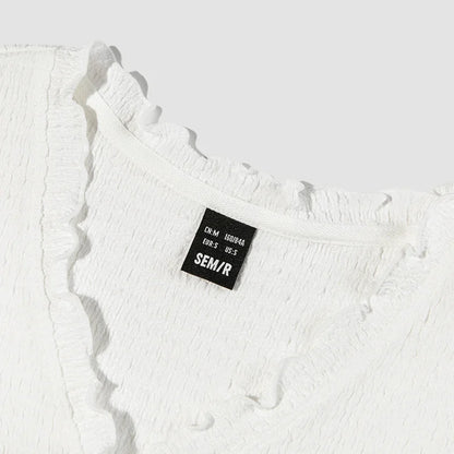 Short-sleeved T-shirt Short Textured Earrings Summer New Tight Knitted Cardigan Coat Tops