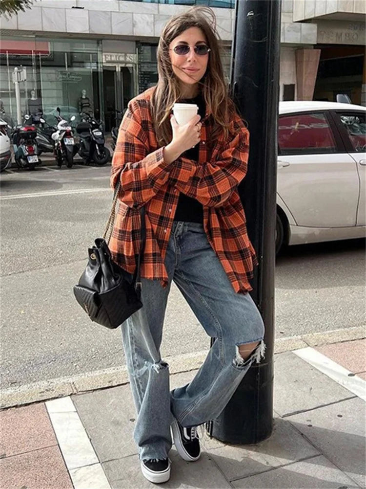 For Shirts Outwear Lapel Loose Patchwork Long Sleeve Striped Female Cardigan Coat