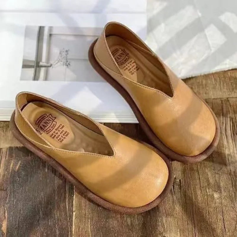 Shoes for Round Toe Normal Leather Summer Footwear Flats Flat 39 Stylish Quick Delivery Young E