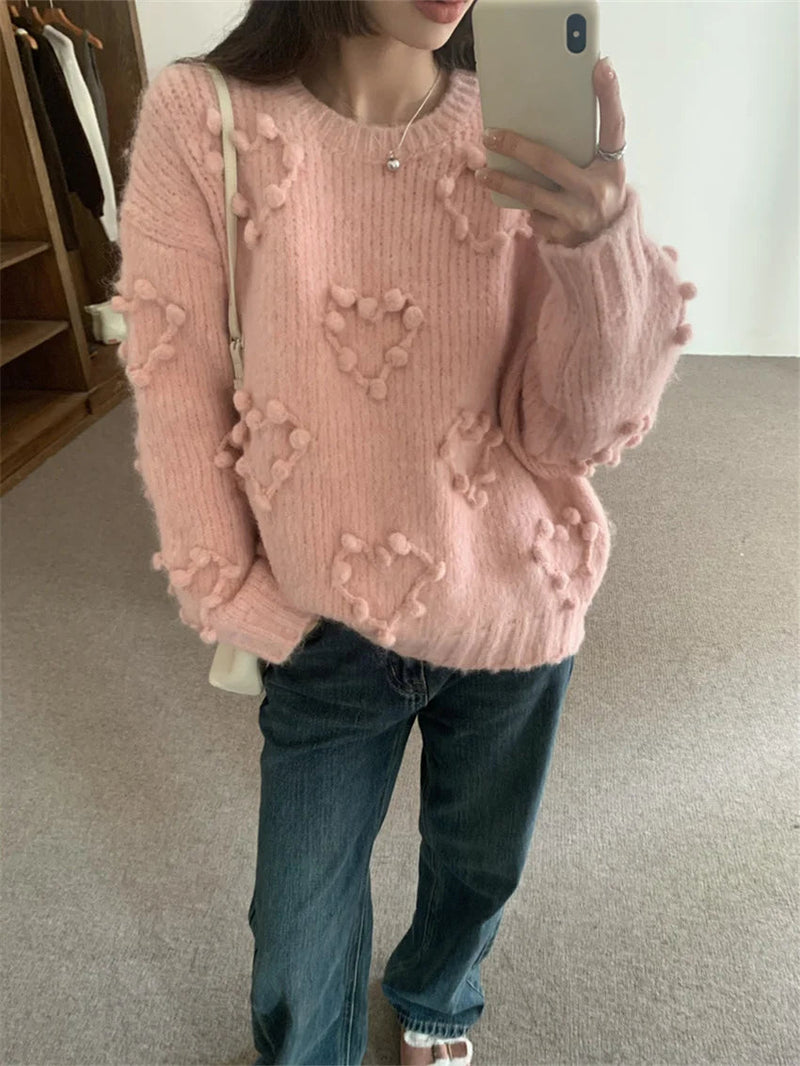 Gentle Spring Sweaters Ol Knitted Loose Daily Full Sleeve Minimalist Office Lady Pullovers Sweet