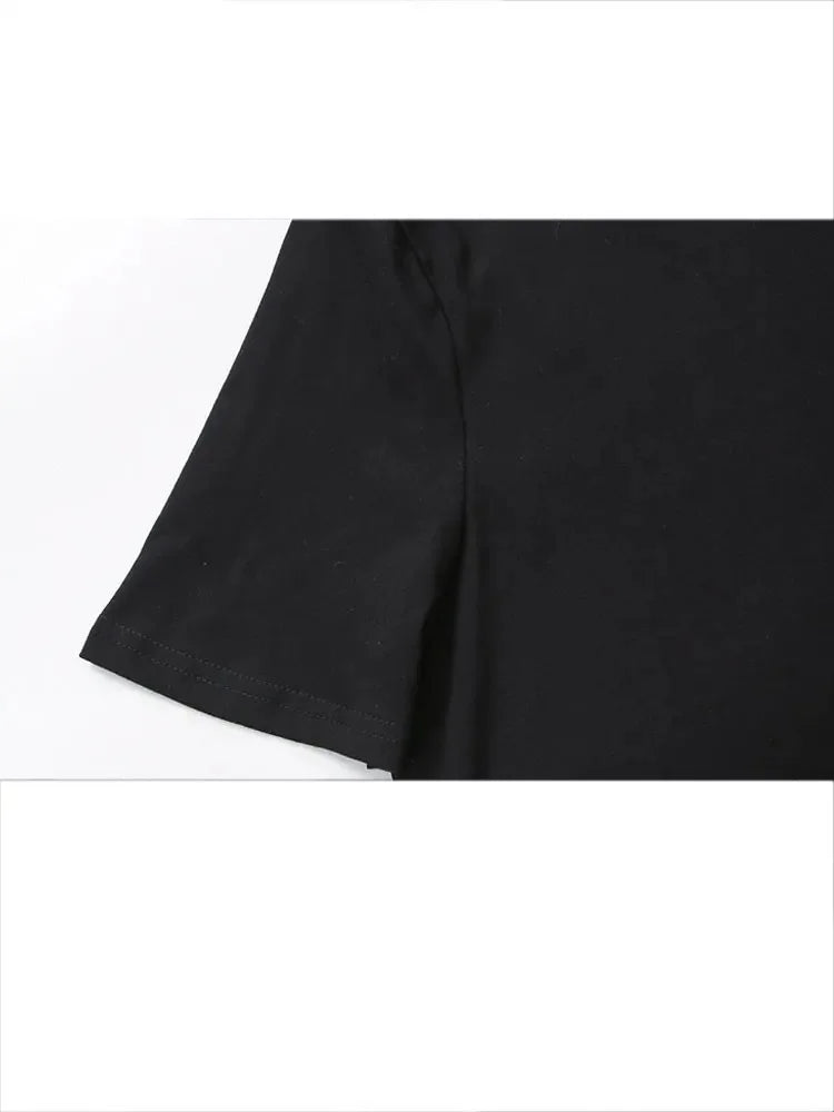 Summer Basic Round Neck Cotton Tshirt Set Short Sleeves Top Female Loose Laceup Straight Leg Pants