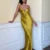 Dress Y2k Clothes Contrast Color V Neck Spaghetti Strap Sleeveless Bodycon Long Dress Evening Party Dresses