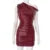 Faux Leather Skew Collar Mini Dress for Twist Sleeveless Ruched Dress Slim Fit Female Club Party