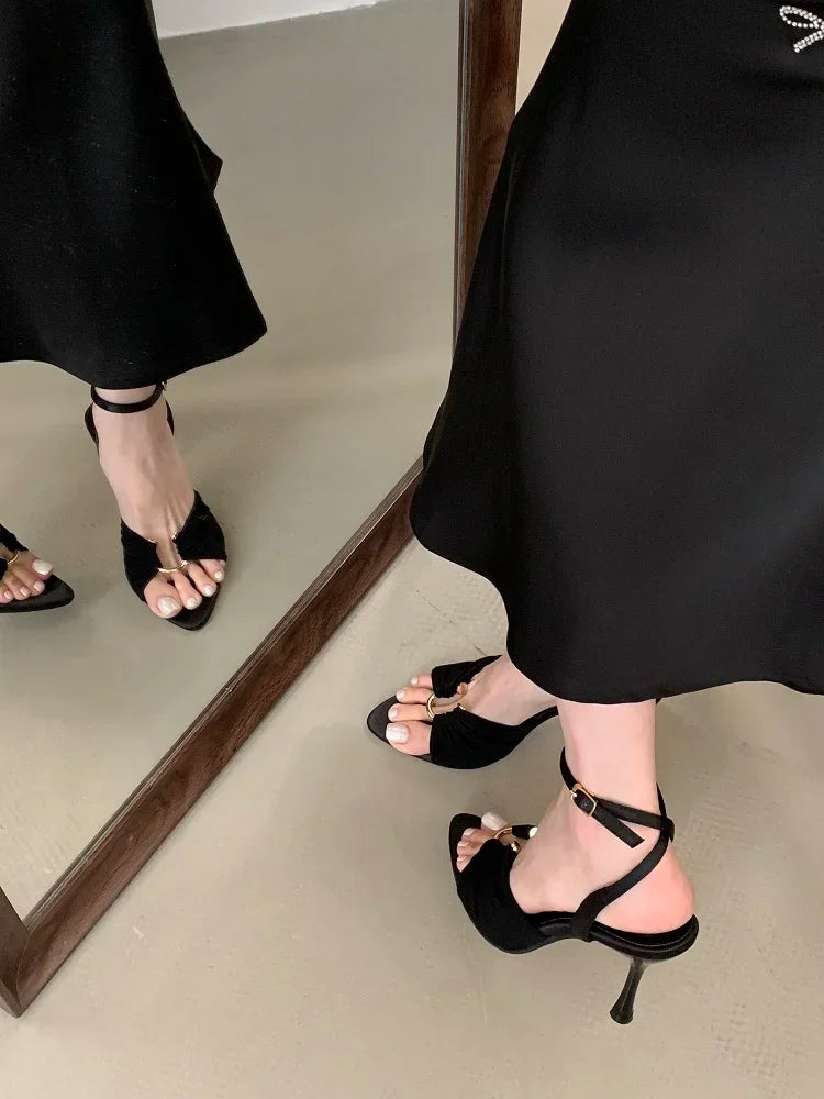 Street Style Thin High Heels Woman Pumps Pointed Toe Slingbacks Stripper Party Dress Shoes