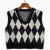 V-neck Plaid Sweater Vest Autumn Winter Knit Sweaters Pullover Loose Korean Knitwear Tops Pull Femme