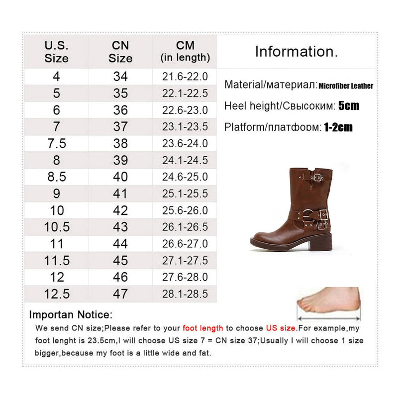 New Ankle Boots Thick High Heels Knight Boots Leather Western Boots Shoes Cowboy Boots Botas De Mujer