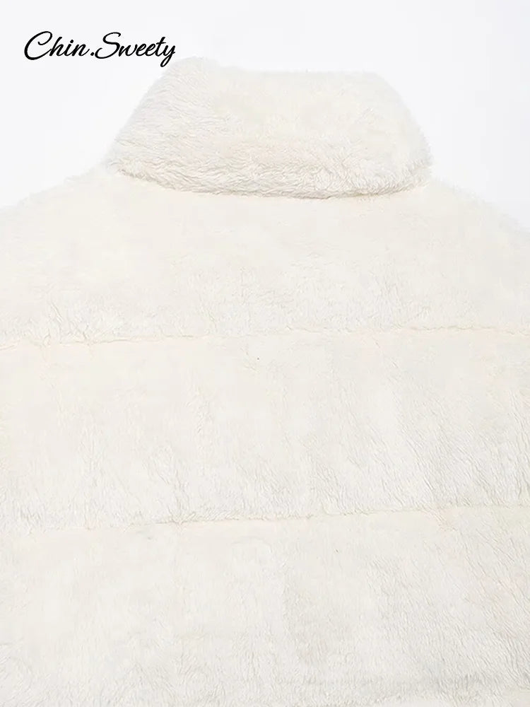 Winter Lamb Wool Zipper ’s Coat Thick Warm Plush Long Sleeve Stand Collar Loose Coat Female Lady Causal Fleece Outwear