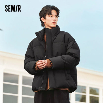 Down Jacket Winter New Contrast Color Texture Printing Couple Puffer Coat Thick Outerwear Down Jacket
