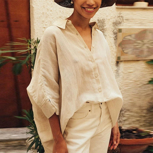 Linen Half Sleeve Office Blouse