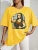 Playing Pranks on Mona Lisa Fitness Print T Shirt Oversized T-shirt Short Sleeve Cotton Loose Tshirt